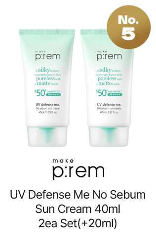 No.5 make p:rem UV Defense Me No Sebum Sun Cream 40ml 2ea Set (+20ml)