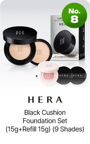 No.8 HERA Black Cushion Foundation Set (15g+Refill 15g) (9 Shades)