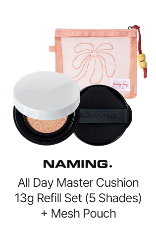 NAMING. All Day Master Cushion 13g Refill Set (5 Shades) + Mesh Pouch