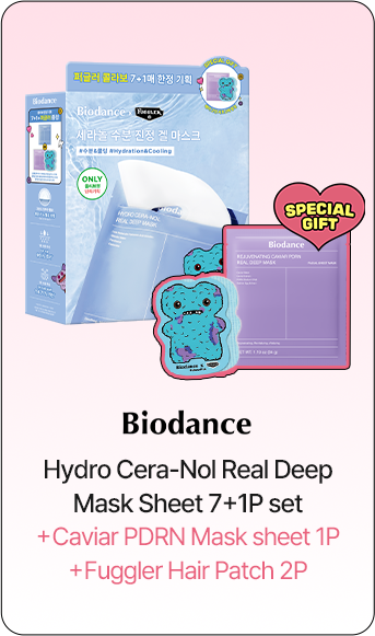 Biodance Hydro Cera-Nol Real Deep Mask Sheet 7+1P set +Caviar PDRN Mask sheet 1P +Fuggler Hair Patch 2P