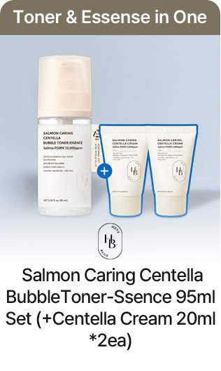 Toner & Essense in One HEVEBLUE Salmon Caring Centella BubbleToner-Ssence 95ml Set (+Centella Cream 20ml *2ea)