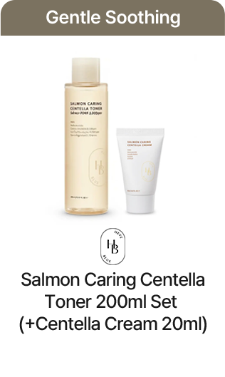 Gentle Soothing HEVEBLUE Salmon Caring Centella Toner 200ml Set (+Centella Cream 20ml)