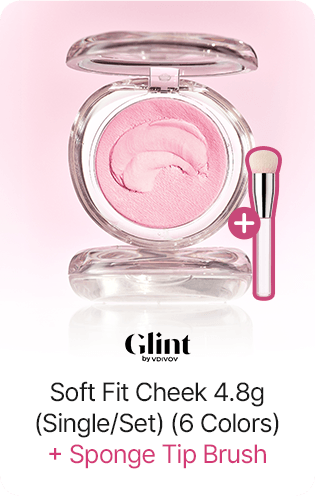 Glint by VDIVOV Soft Fit Cheek 4.8g (Single/Set) (6 Colors) + Sponge Tip Brush