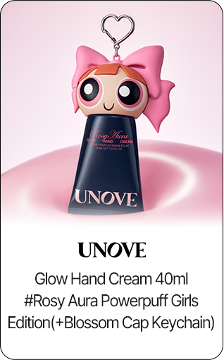 UNOVE Glow Hand Cream 40ml #Rosy Aura Powerpuff Girls Edition(+Blossom Cap Keychain)