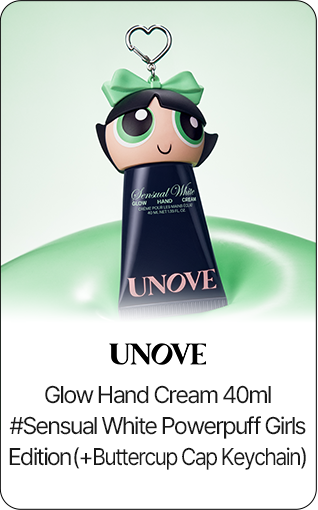 UNOVE Glow Hand Cream 40ml #Sensual White Powerpuff Girls Edition (+Buttercup Cap Keychain)