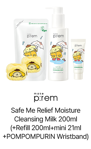 makep:rem Safe Me Relief Moisture Cleansing Milk 200ml (+Refill 200ml+mini 21ml +POMPOMPURIN Wristband)