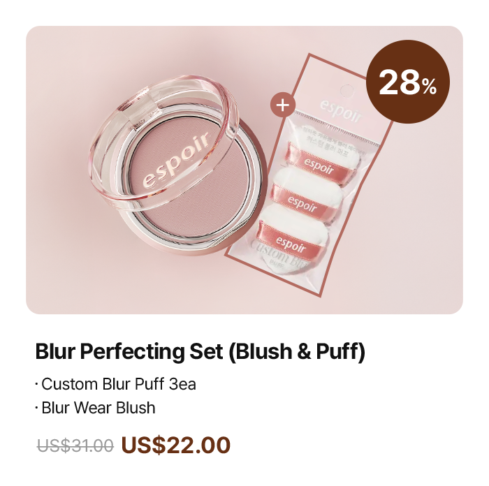 Blur Perfecting Set (Blush & Puff) ・Custom Blur Puff 3ea ・Blur Wear Blush (Set/Single) US$22.00 (-28%)