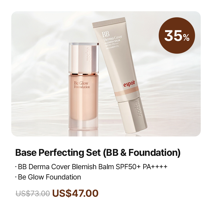 Base Perfecting Set (Balm & Foundation) ・BB Derma Cover Blemish Balm SPF50+ PA++++ 40g (Set/Single) ・Be Glow Foundation 30g US$47.00 (-35%)