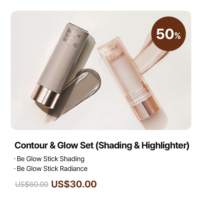 Contour & Glow Set (Shading & Highlighter) ・Be Glow Stick Shading ・Be Glow Stick Radiance 13g US$30.00 (-50%)