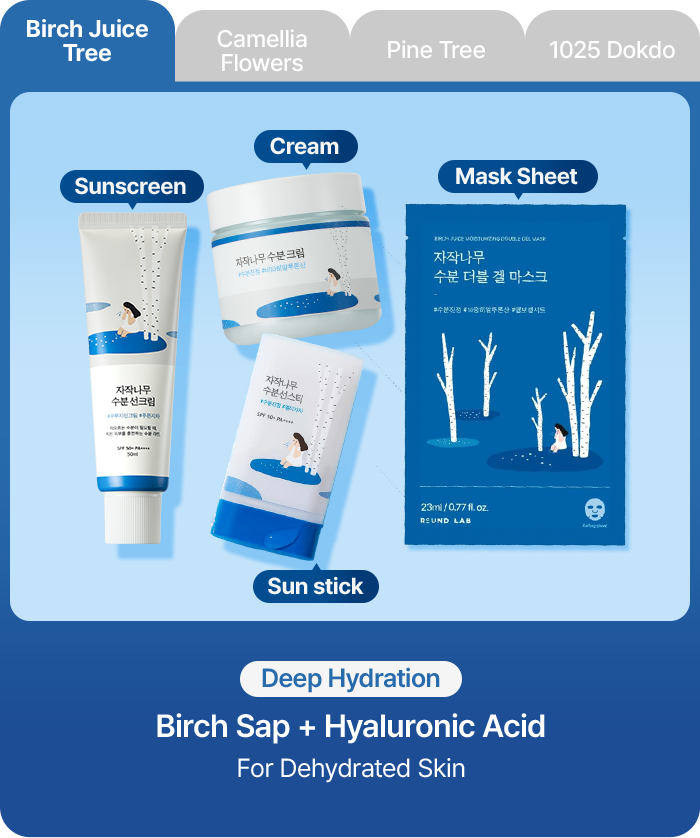 Deep Hydration Birch Sap + Hyaluronic Acid For Dehydrated Skin (Sunscreen, Cream, Sun stick, Mask Sheet)