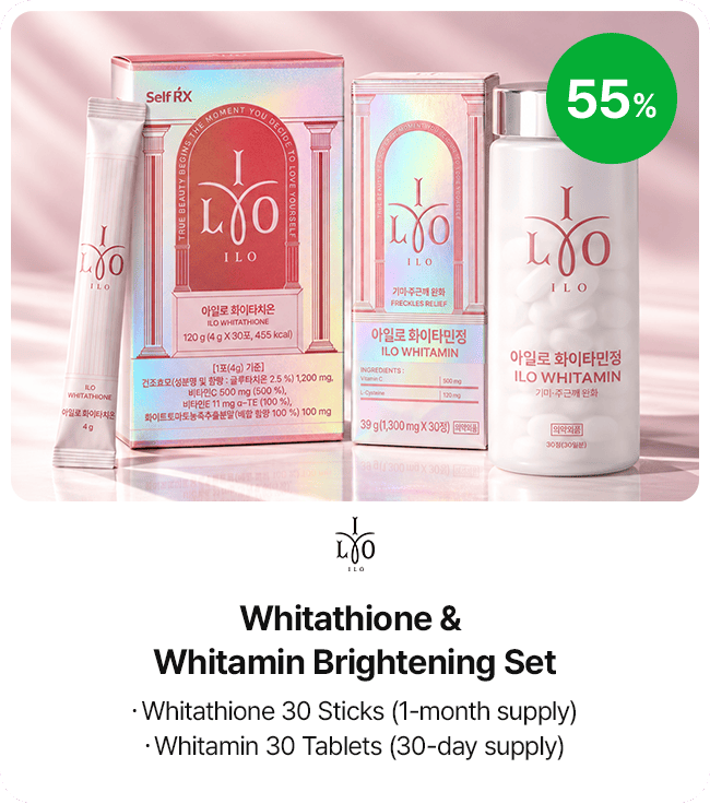 ILO Whitathione & Whitamin Brightening Set, Whitathione 30 Sticks (1-month supply), Whitamin 30 Tablets (30-day supply), 55% off