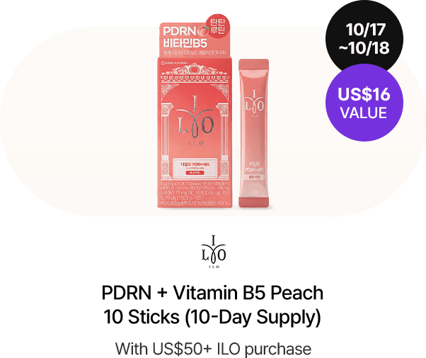 PDRN + Vitamin B5 Peach 10 Sticks (10-Day Supply), With US$50+ ILO purchase