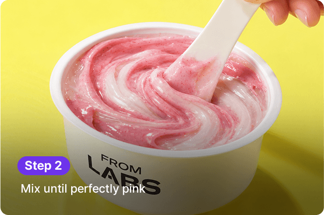 Step 2 / Mix until perfectly pink
