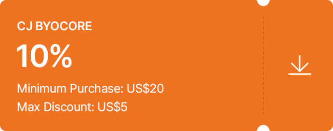 CJ BYOCORE 10% Minimum Purchase: US$20 Max Discount: US$5