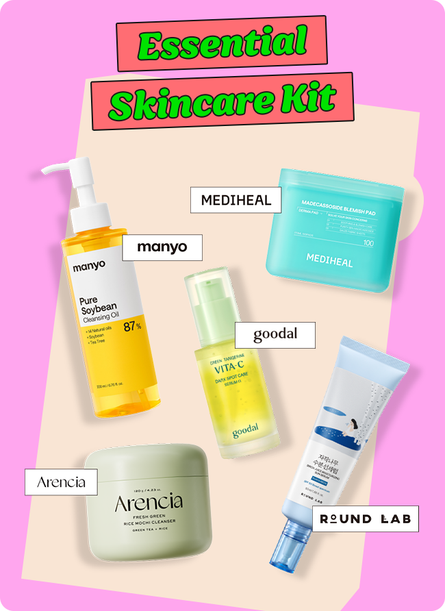 Essential Skincare Kit - manyo, MEDIHEAL, goodal, Arencia, ROUND LAB