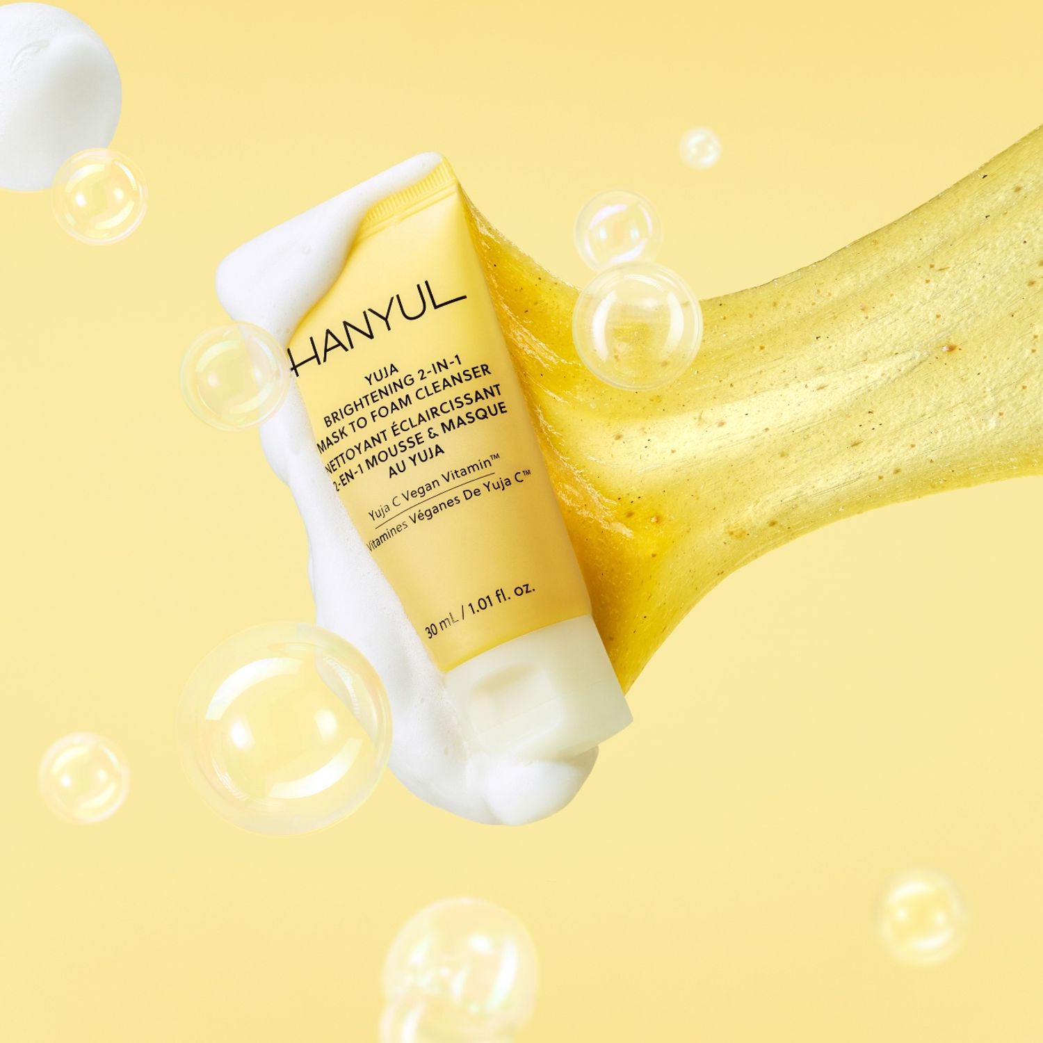 HANYUL Yuja Cleansing Tone Up Clay-to-Foam Cleanser 30ml | OLIVE YOUNG Global