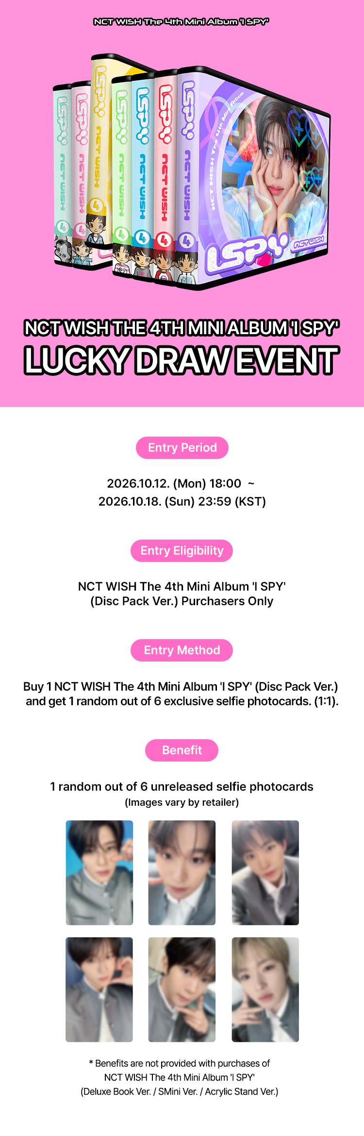 NCT WISH - 4st Mini Album [I SPY] (Disc Pack ver.) (7 in 1 Set