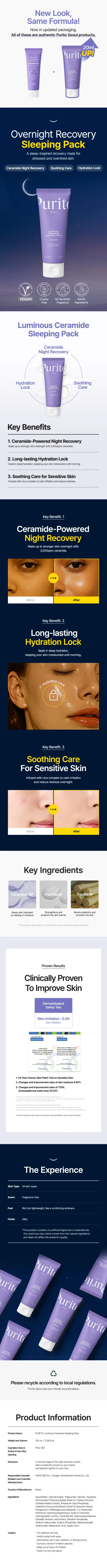 Purito Seoul Luminous Ceramide Sleeping Pack 100ml