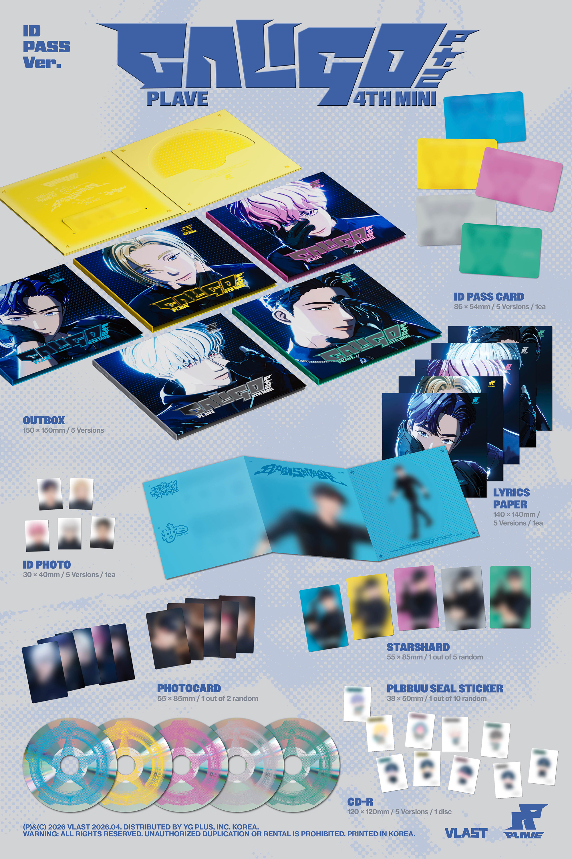 新品未開封　PLAVE Caligo ID PASS ver 5形態セット×4 PLAVE - 4th Mini Album [Caligo Pt.2] (ID PASS Ver.) (5 in 1 Set