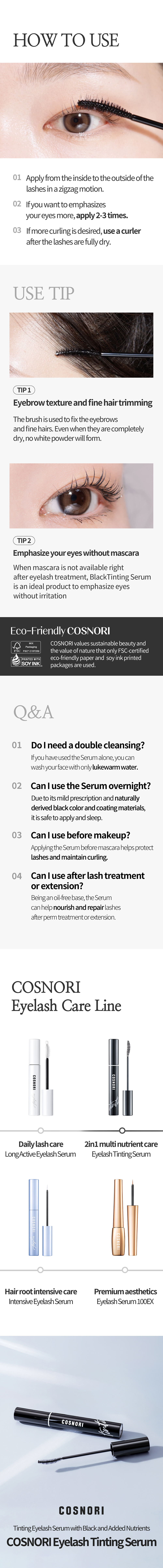 COSNORI Eyelash Tinting Serum (Black Eyelash Ampoule) | OLIVE