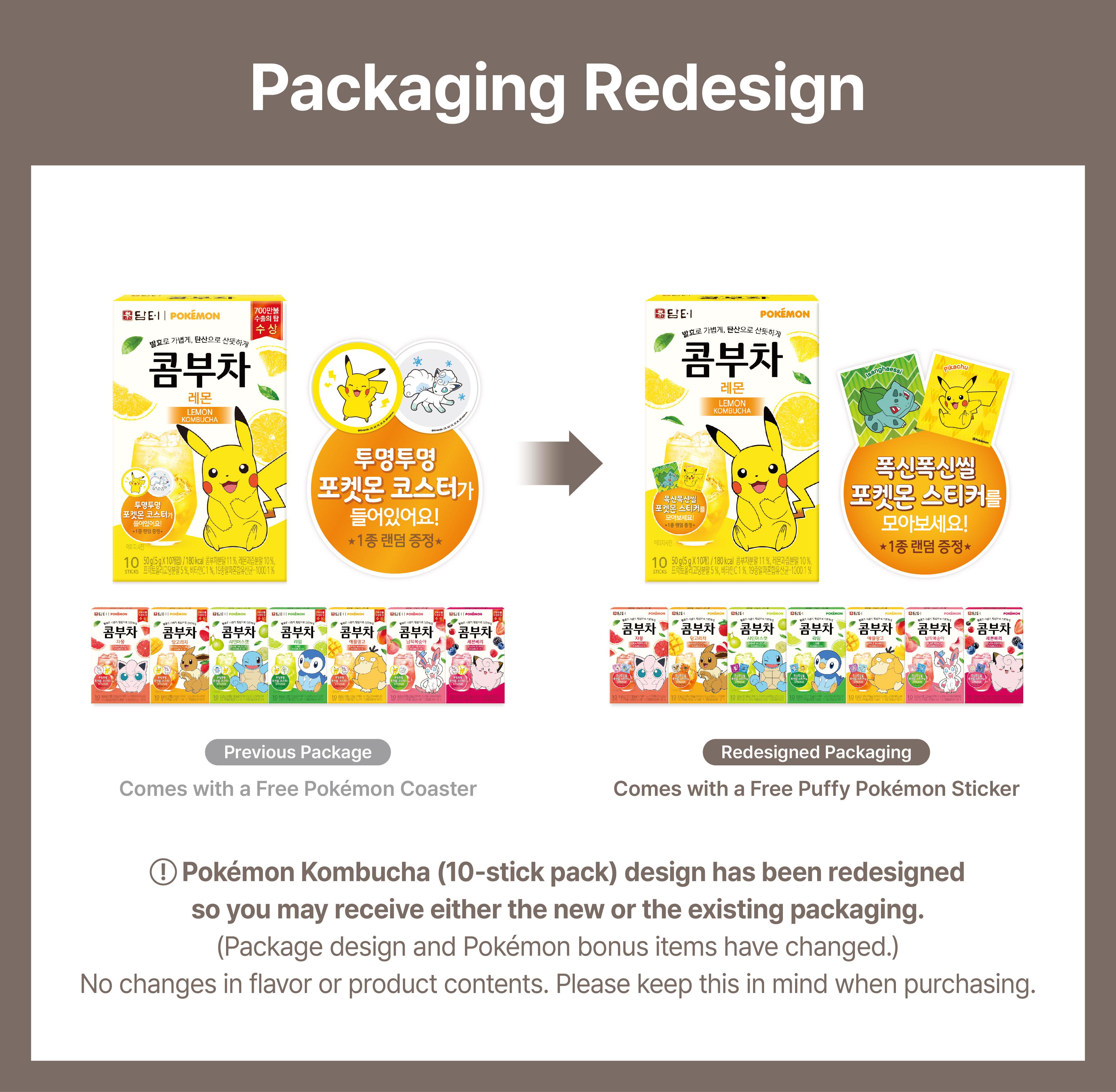 Damtuh Pokémon Kombucha Flat Peach 10T Sticker Gift Set | OLIVE