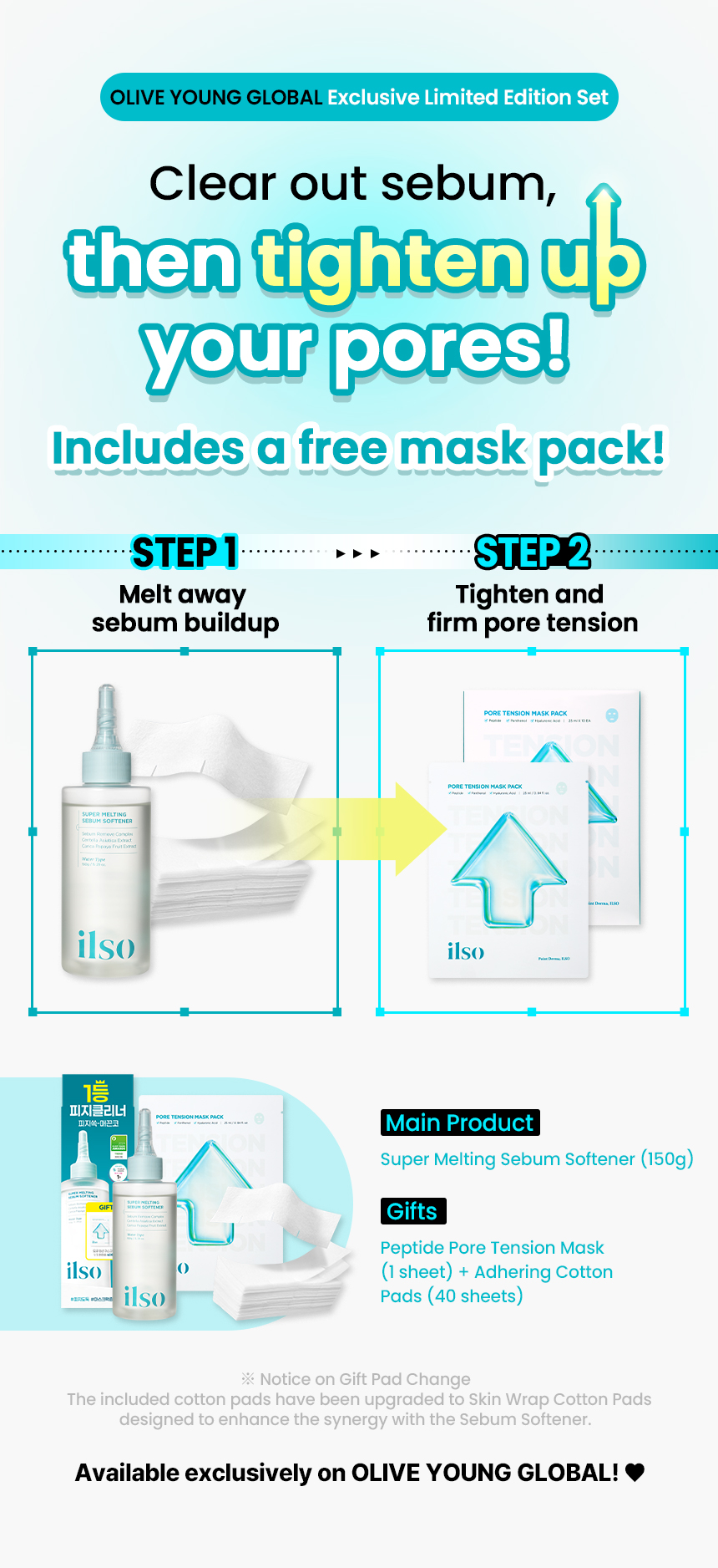ilso Super Melting Sebum Softener 150ml Set (+Cotton Pad 40P+Pore