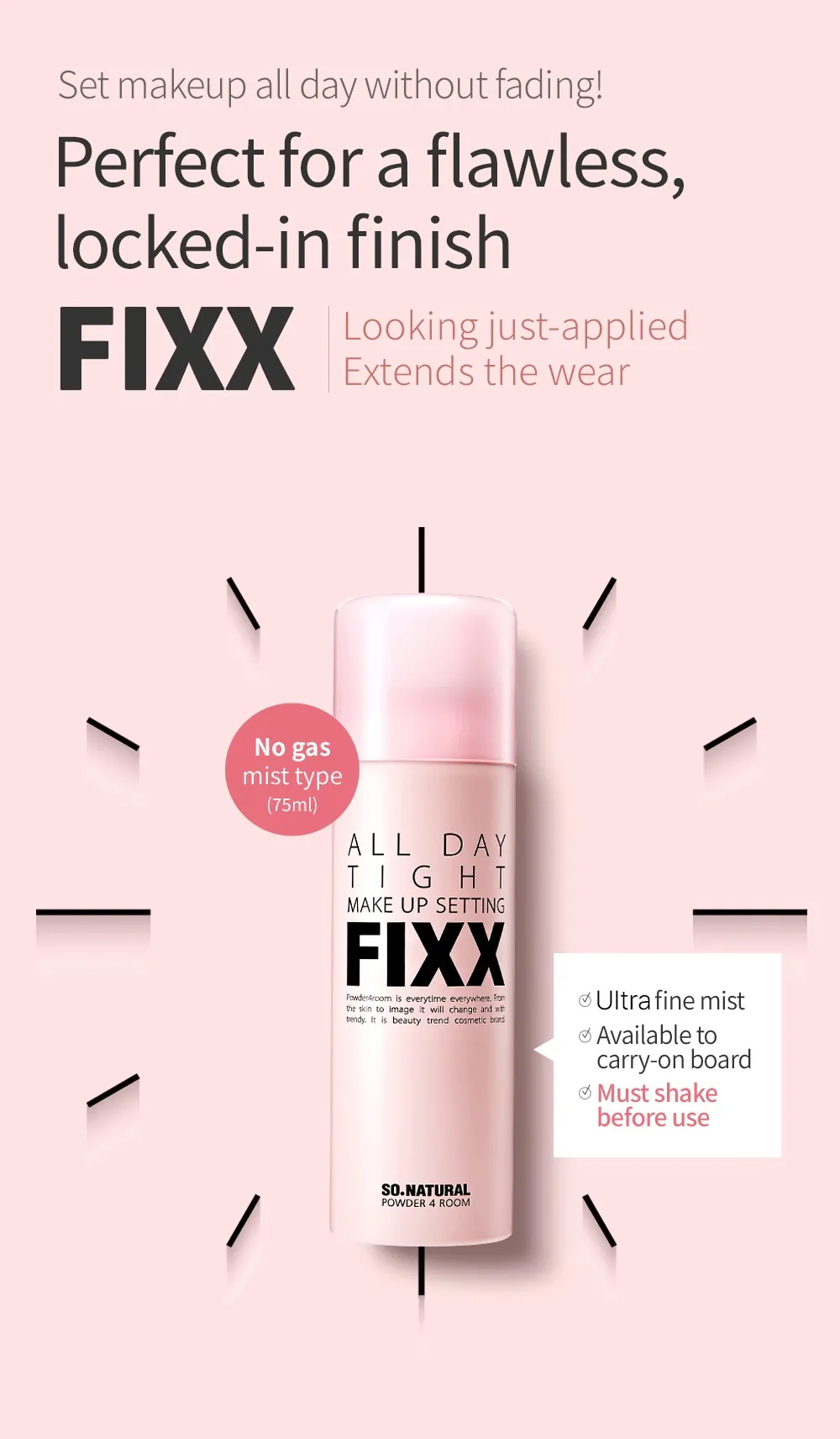 [No.1 Setting Spray] so natural All Day tight Make Up Setting Fixx 100ml (No-gas Type) Double Set