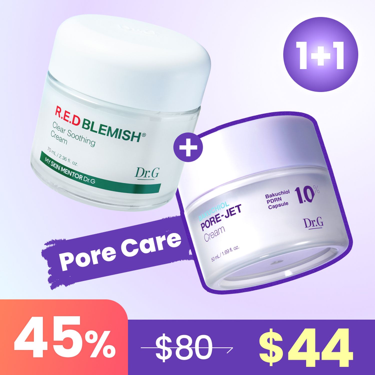 Dr.G Red Blemish Clear Soothing Cream & Bakuchiol Pore-Jet Cream Duo Set | OLIVE YOUNG Global