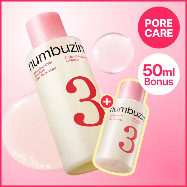 numbuzin No.3 Bifida Bakuchiol Zero Pore Milky Toner Light 200ml (+50ml)