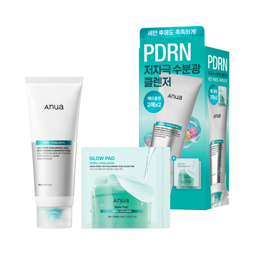 Anua PDRN Hyaluronic Acid Moisturizing Cleansing Foam 150ml Set (+PDRN Pad 2P*2ea)