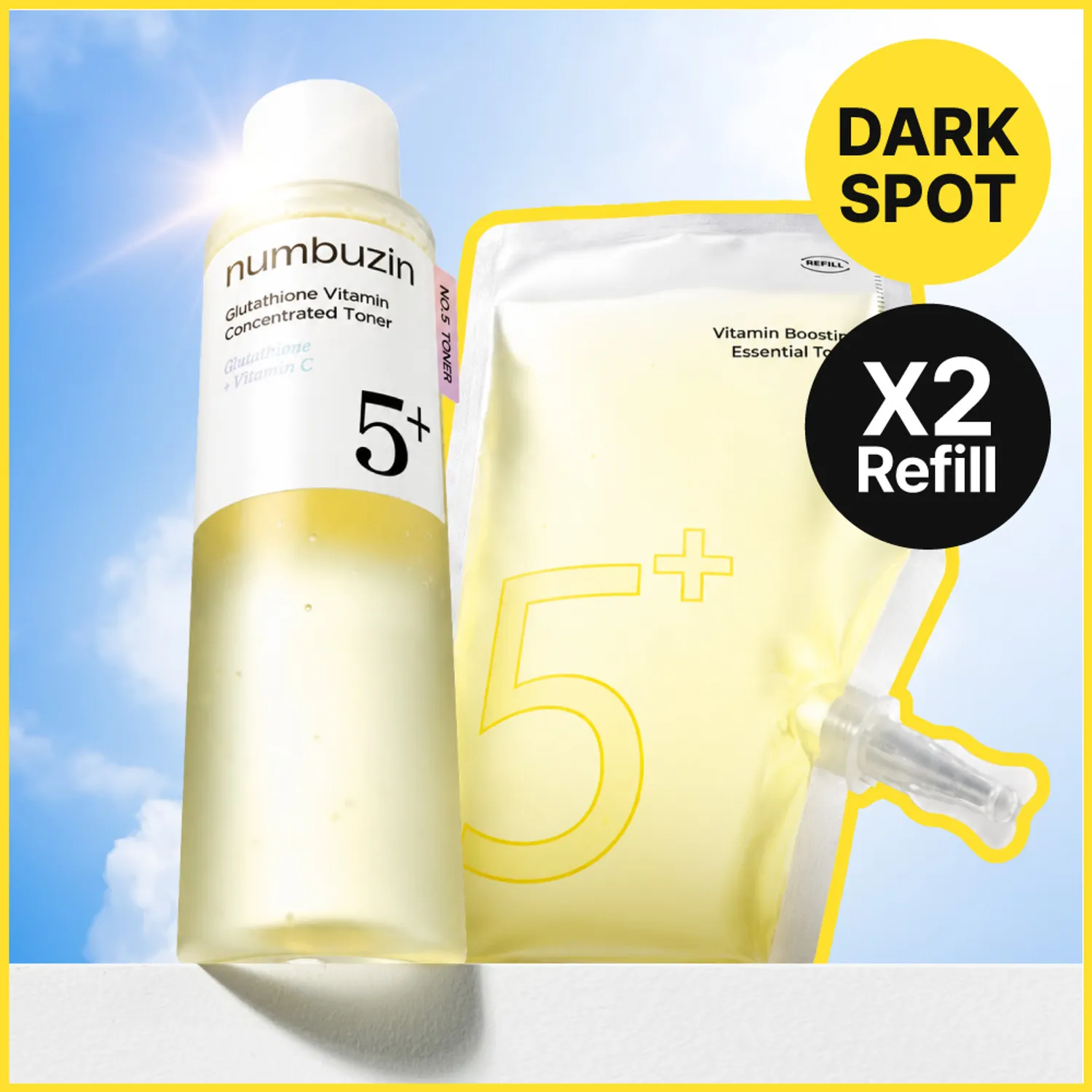 numbuzin No.5 Glutathione Vitamin Concentrated Toner 200ml Refill Set