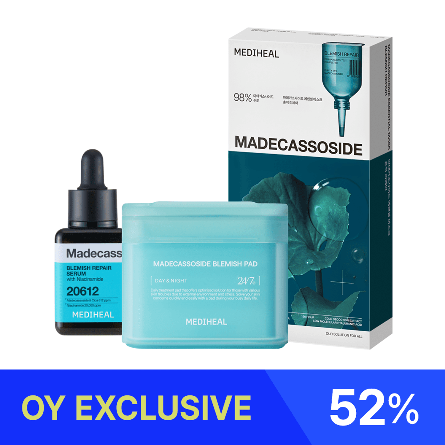 ★SUPER DEAL★ MEDIHEAL Madecassoside Blemish Repair Routine Set (Toner Pad + Serum + Sheet Mask 20P) | OLIVE YOUNG Global