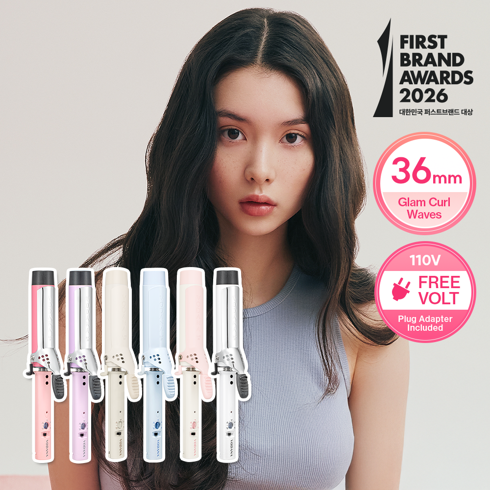 vodana Glamwave Curling Iron 40mm (Powder Pink/Powder Purple