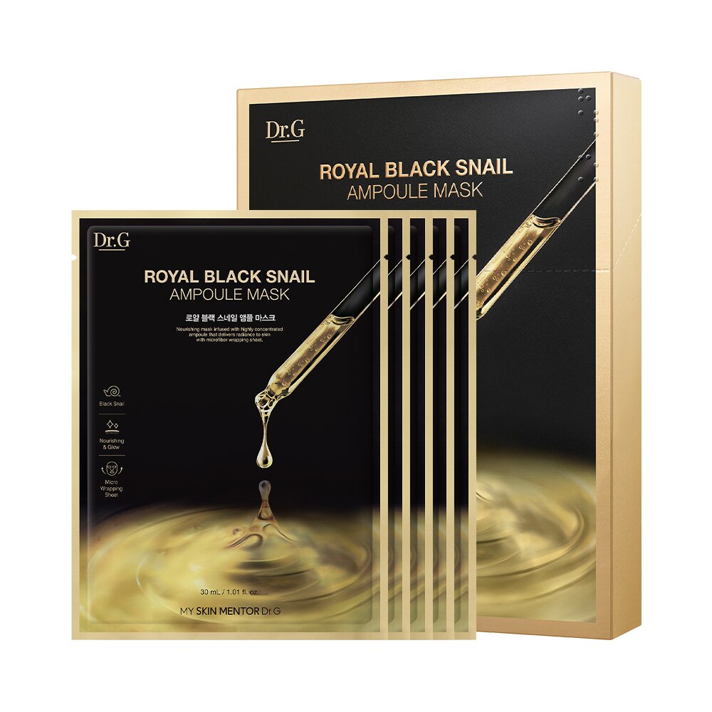 24K GOLD & BLACK SNAIL セット Dr.G_Royal Black Snail Ampoule Mask Sheet 30g_5P | OLIVE
