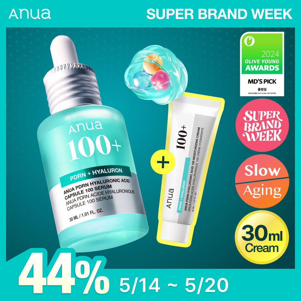 Anua PDRN Hyaluronic Acid Capsule 100 Serum 30ml Set (+Cream 30ml) - Anua