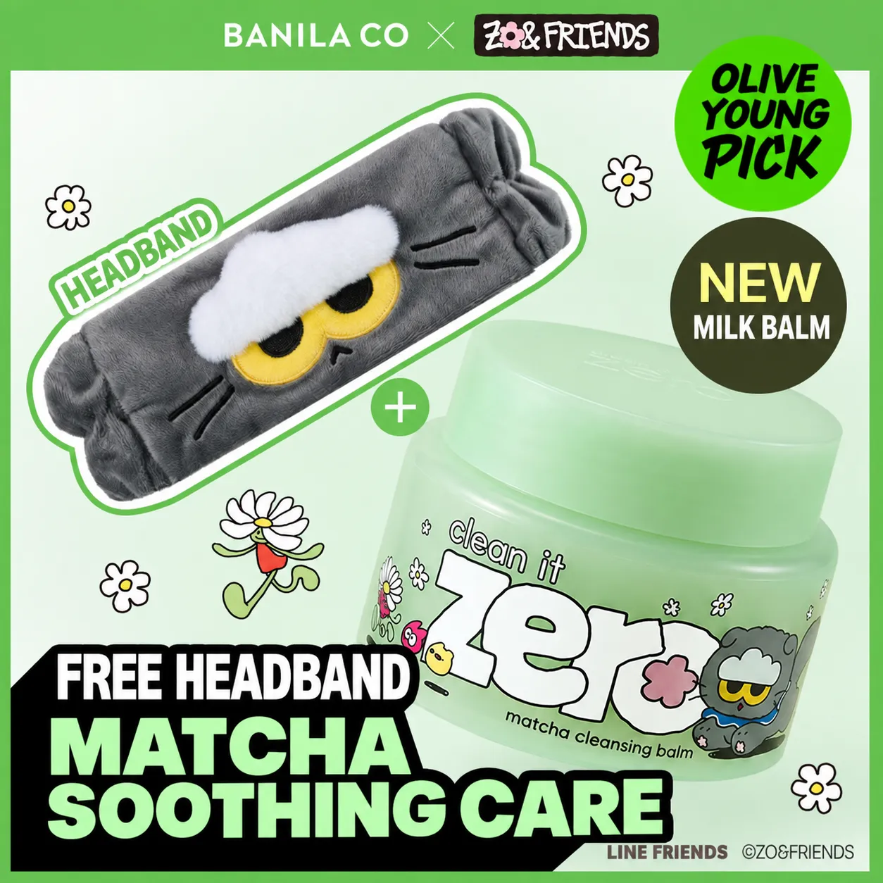 ZO&FRIENDS EDITION] Matcha Cleansing Balm 100ml (+Headband) (2