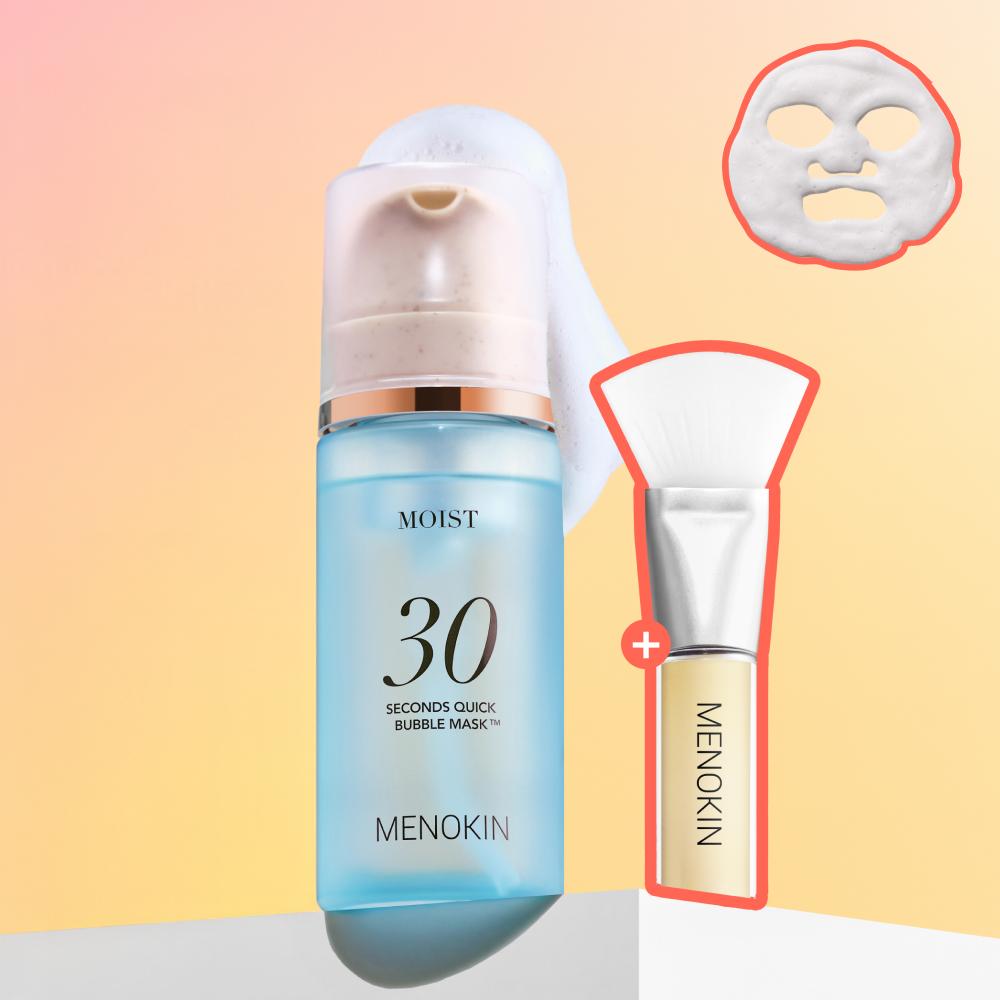 MENOKIN 30 Seconds Quick Bubble Mask #Moist 95ml Set (+Pack Brush