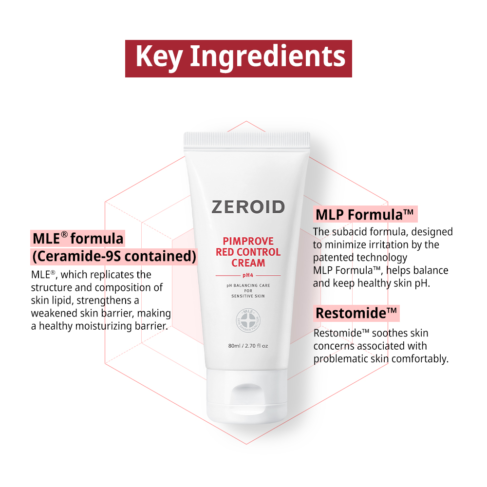 ZEROID Pimprove Red Control Cream pH4 80ml Set (+ Gel Cleanser