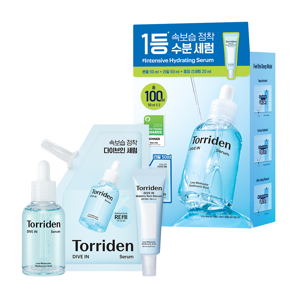 Torriden Dive-In Low Molecular Hyaluronic Acid Serum 50ml Refill Set (+Sun Serum 20ml)