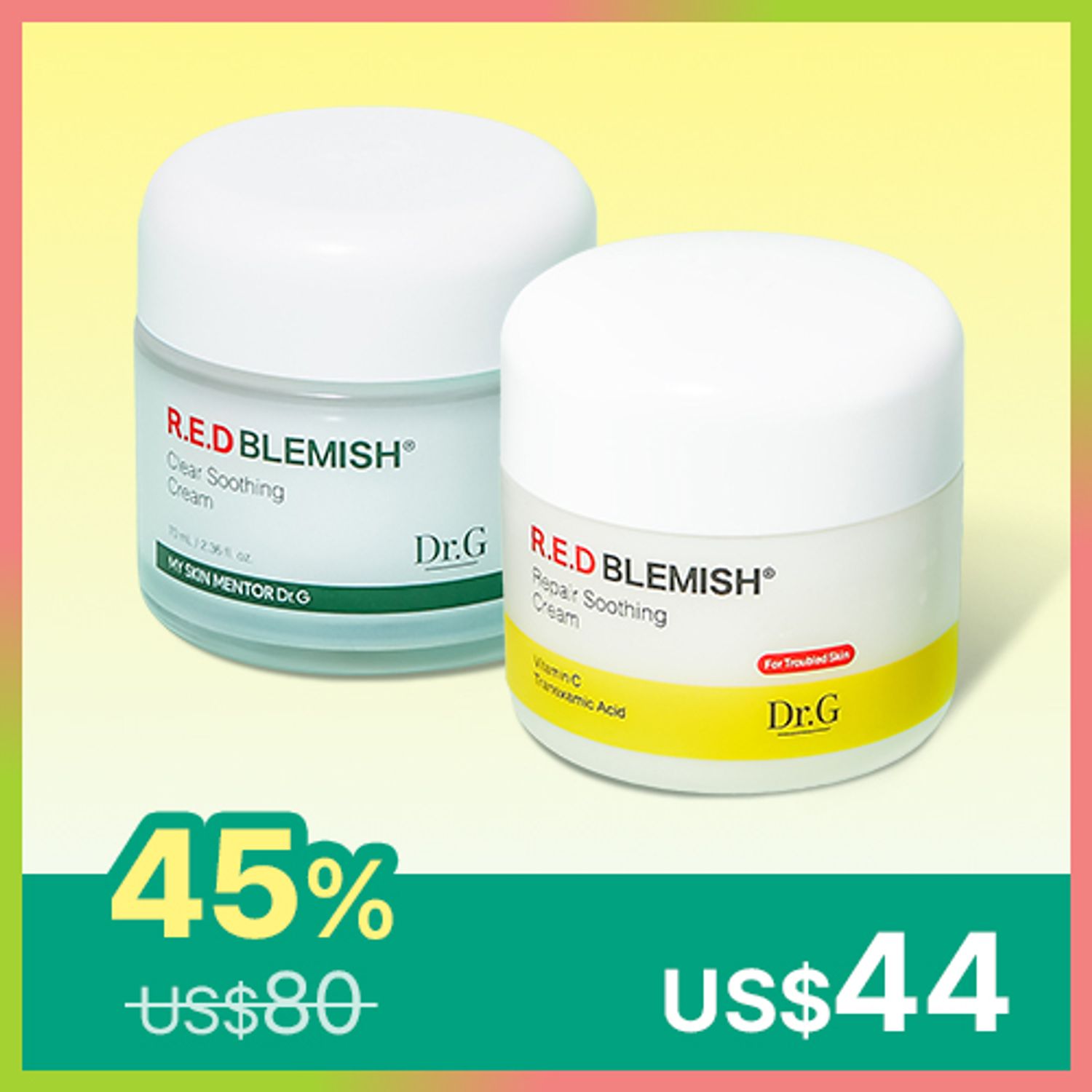 Dr.G Red Blemish Clear Soothing Cream & Blemish Soothing Cream Duo Set | OLIVE YOUNG Global
