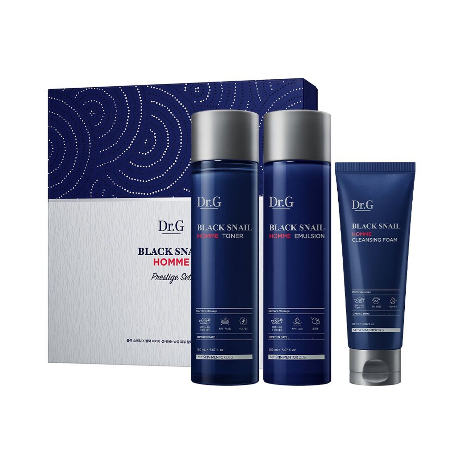 Dr.G Black Snail Homme Prestige 3PCS Set (Toner 150mL+Emulsion 150mL+Cleansing Foam 70mL) | OLIVE YOUNG Global