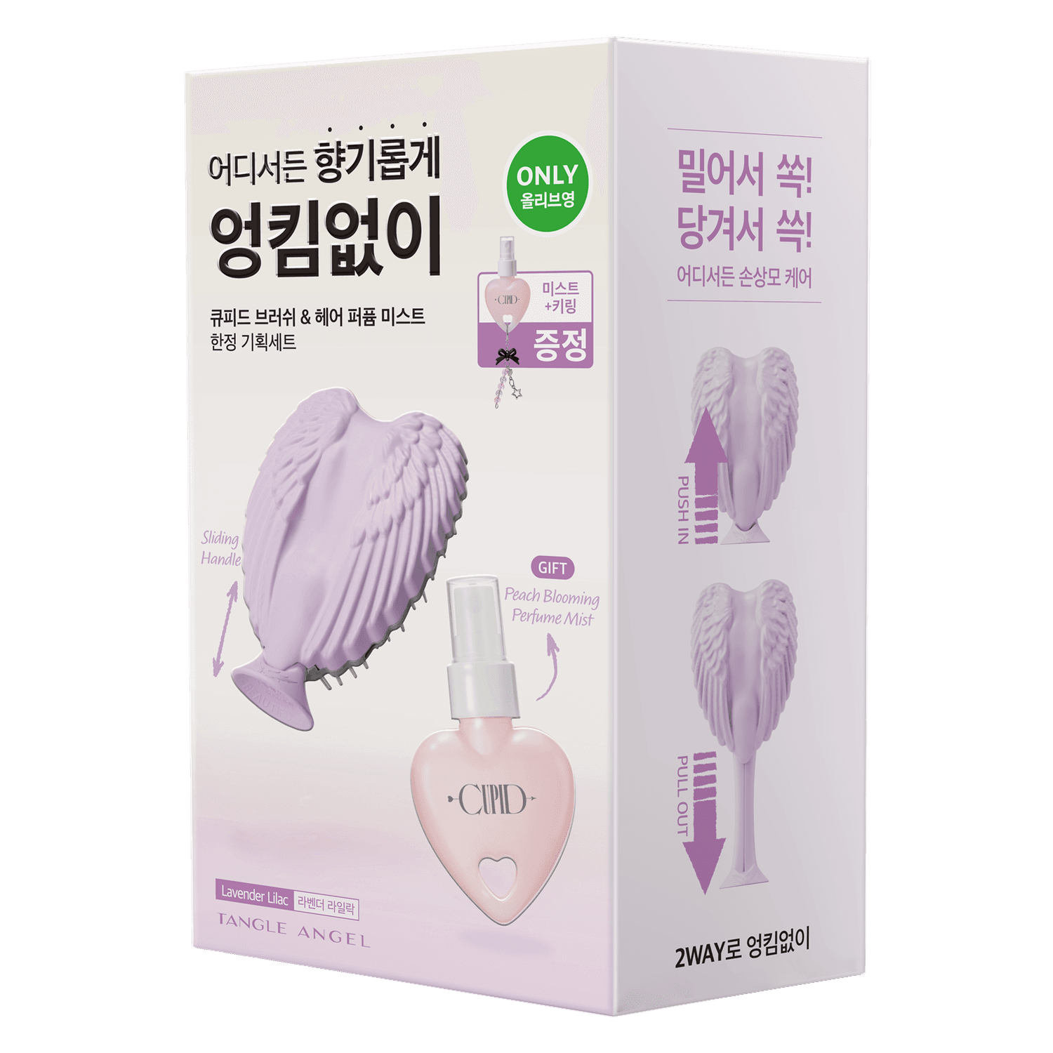 TANGLE ANGEL Cupid Brush Lavender Lilac Set (+Hair Perfume, Keyring) | OLIVE YOUNG Global