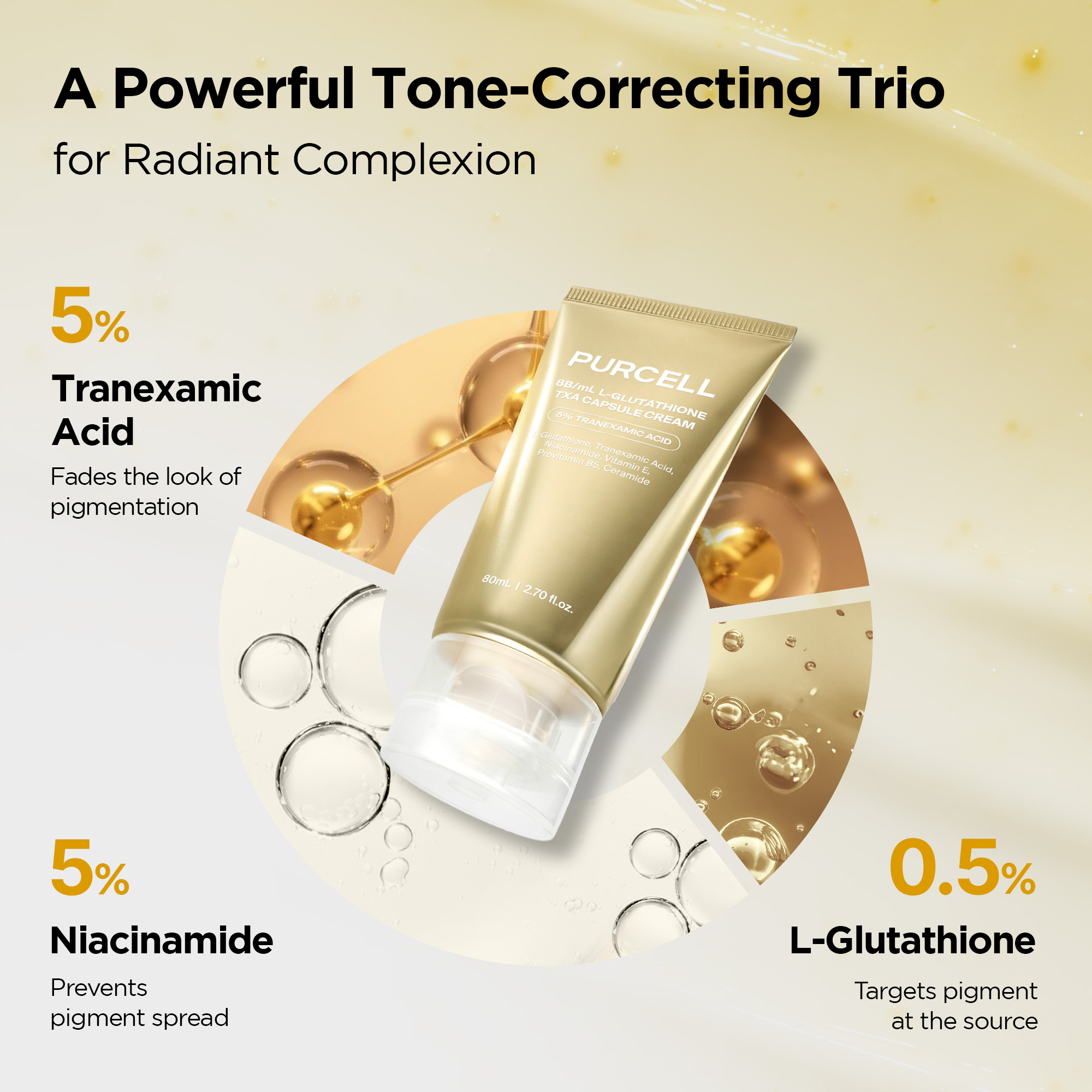 txa glutathione PURCELL 8B/mL L-Glutathione Capsule Cream 80ml manufactured in the USA