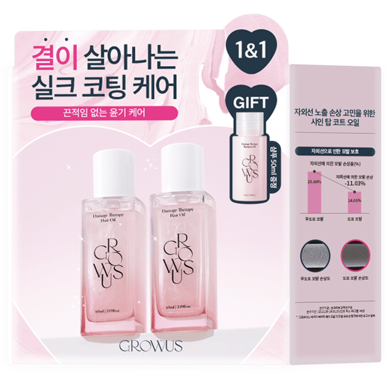 growus Damage Therapy Hair Oil 65ml Double Pack (+Shampoo 50ml) | OLIVE YOUNG Global