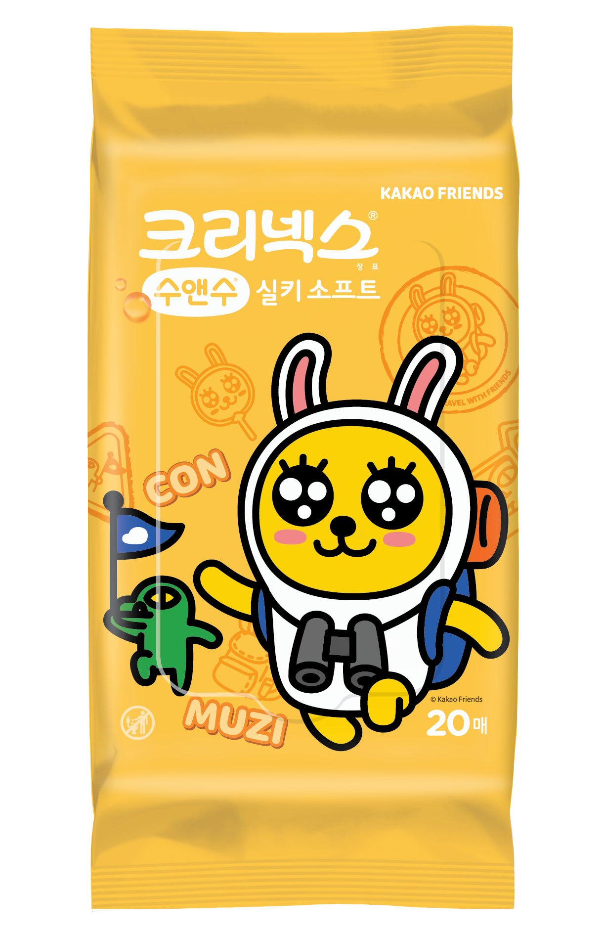 kakao9267G 24個 Kakao Friends] Kleenex Wet Wipes 20 Sheets | OLIVE YOUNG Global