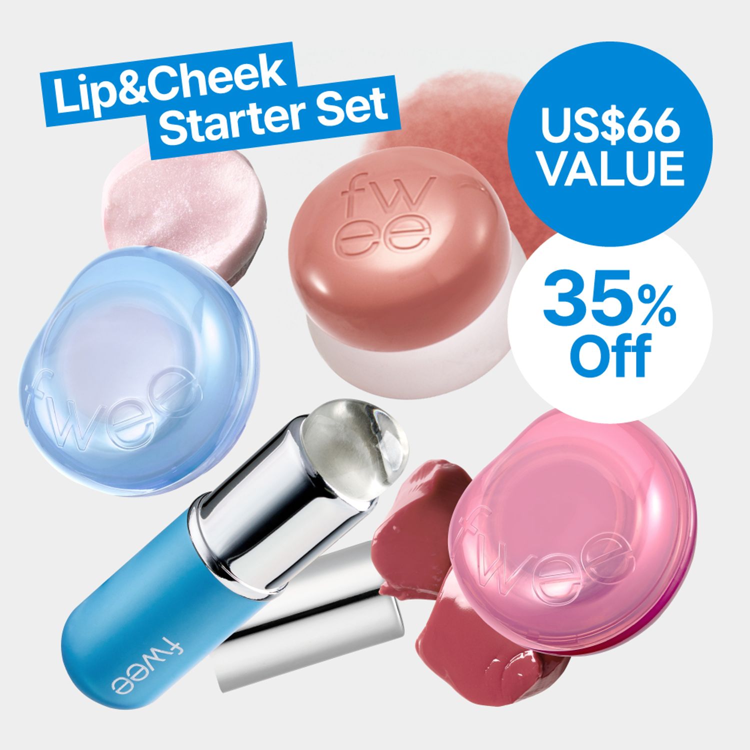 fwee TRIPLE Lip&Cheek Pots & Jumbo Brush Set 01 My Rosy Glaze | OLIVE YOUNG Global
