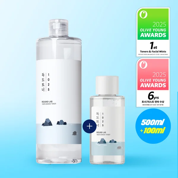 ROUND LAB 1025 Dokdo Toner Jumbo Size 500ml (Free Gift: Toner 100ml)