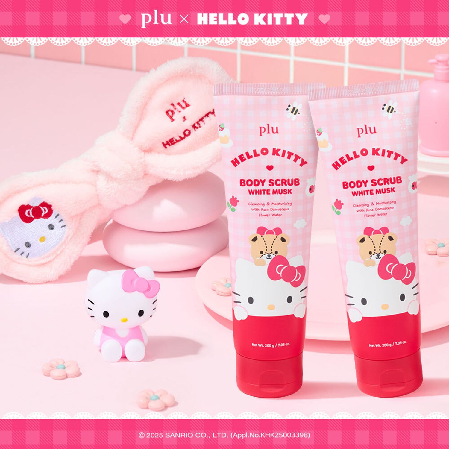 [HELLO KITTY] plu Body Scrub #White Musk 200g*2 SET (+Kitty Cleansing Band) | OLIVE YOUNG Global