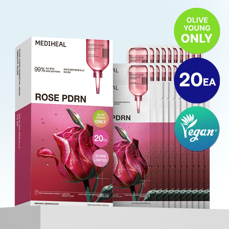 MEDIHEAL Rose PDRN Essential Mask Sheet For Healthy Glow 20ea