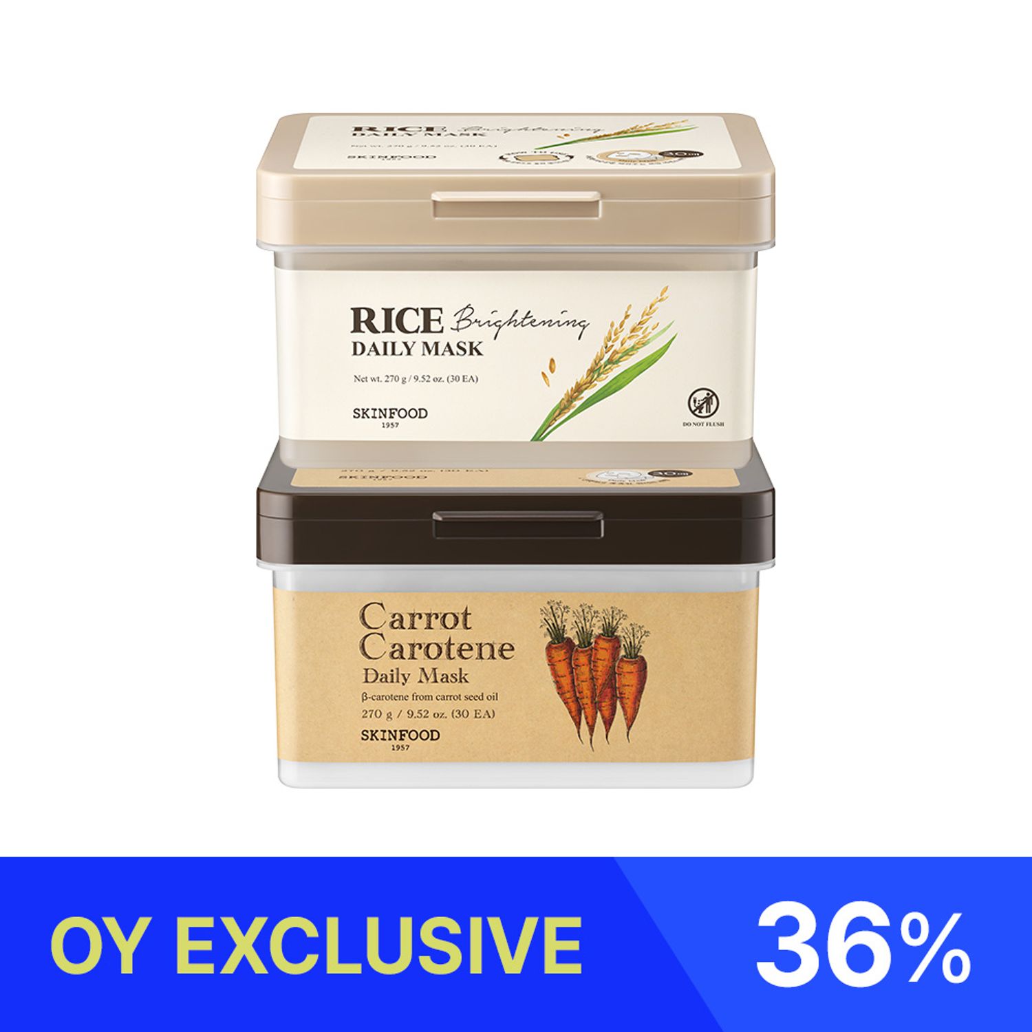 SKINFOOD Sheet Mask Special (Rice Brightening Daily Mask + Carrot Carotene Daily Mask Sheet) | OLIVE YOUNG Global